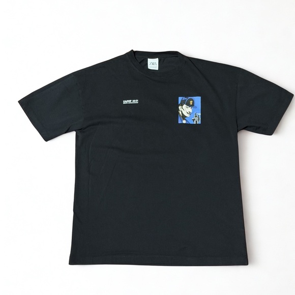 Zara Other - Zara Men’s Black Tee with Blue Urban Graphic TVBOY Salvador Dali